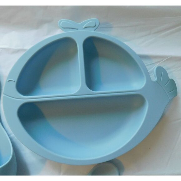 Toddler Feeding Set 4 piece- Food Grade Silicone - Bib, Spoon, Fork, plate - NEW - Picture 4 of 4